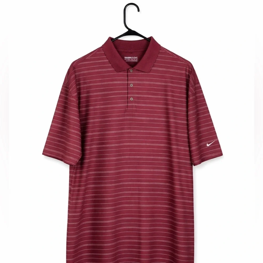 Tiger  Woods Nike Dri Fit Golf Polo Shirt Size XL Short Sleeve Burgundy Size XL